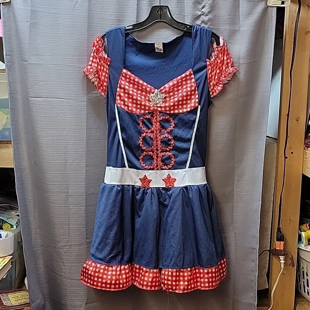 Barbie Cowgirl/square‎ dancer dress, slip and hat. Adult size L 12-14